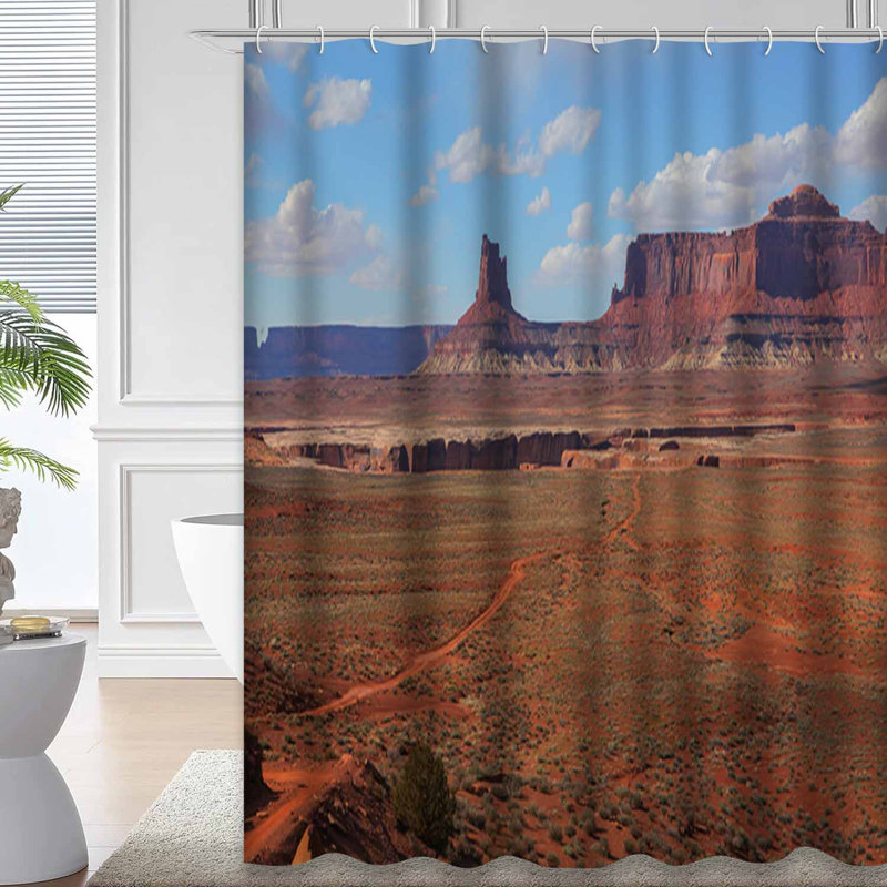 Rideau de douche imperméable avec 12 crochets Road Desert Valley avec et Antique Architecture Canyon Colorado