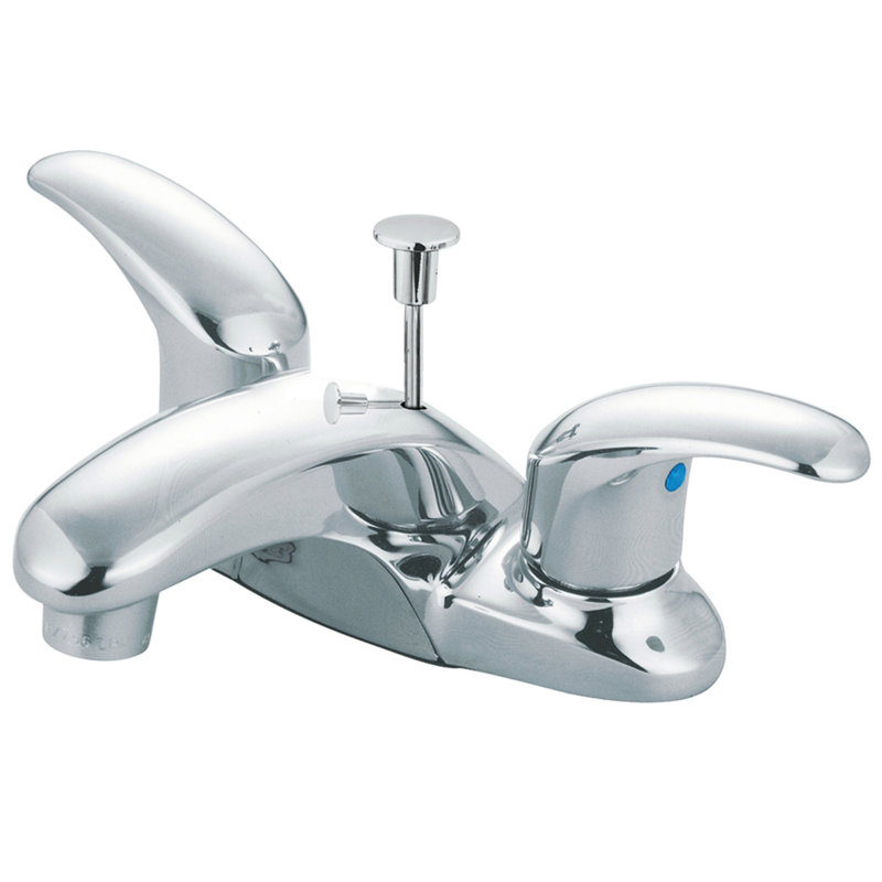 Kingston Brass Legacy Two-Handle 3-Hole Deck Mount 4" Centerset Bathroom Faucet with Plastic Pop-Up, Polished Chrome