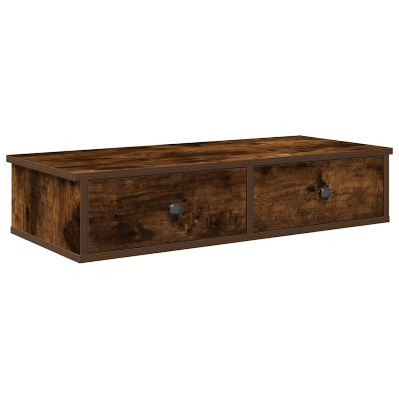 113-9 Wall Mounted Shelf, Smoked oak, 17cm H x 80cm W x 31cm D