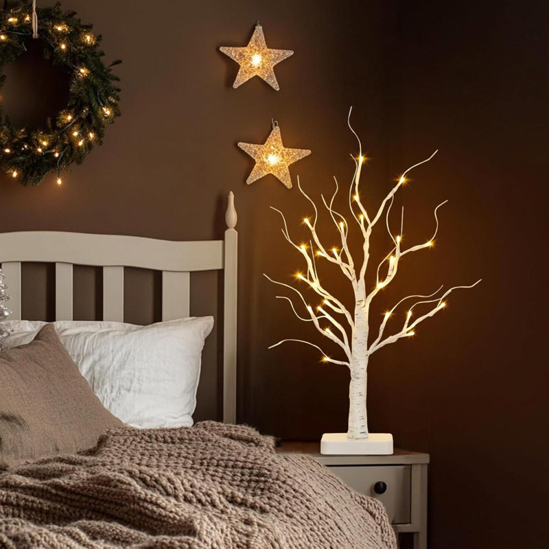 Birch Tree With Led Lights,Christmas Tree Decorations Indoor With Timer, Lighted Mini Small Artificial Lamp Prelit Twig Tree Battery Operated For Table Centerpiece Home Party Decor