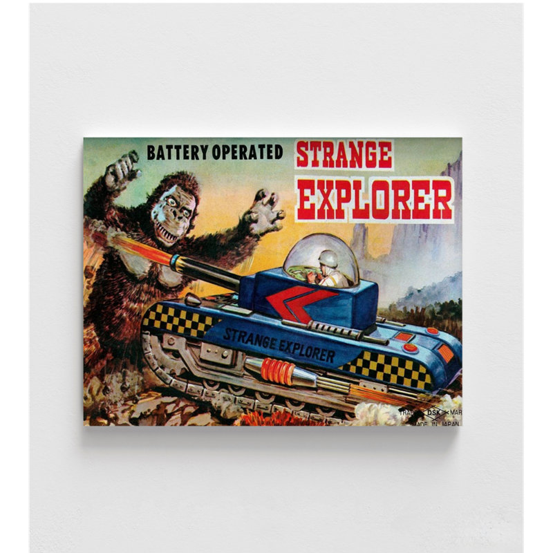 «Strange Explorer» par Retrotrans, impression rétro d'affiche de jouet Gorilla, impression d'affiche rétro pour enfants, idée de cadeau pour propriétaire de magasin de jouets