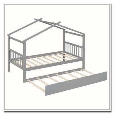 Lit en bois avec lit gigogne simple