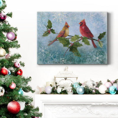 Winter Cardinal Duet II - Toile tendue avec châssis de qualité supérieure - Prêt à être accroché