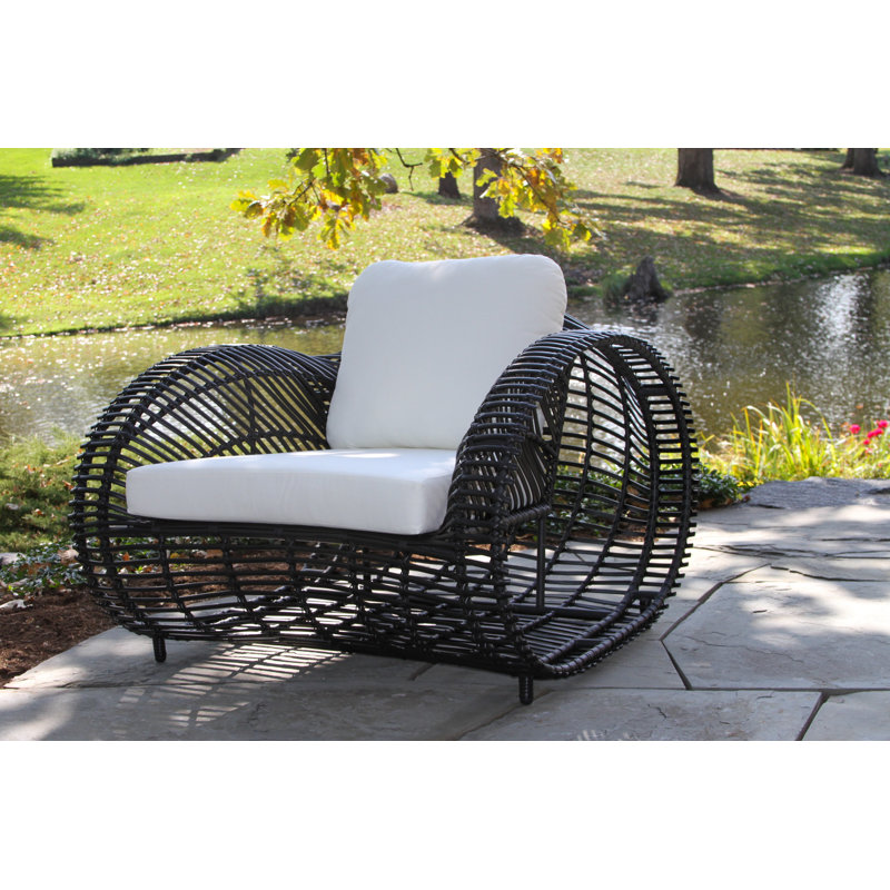 Chaise de patio avec coussins Dochi, Sunbrella® - noir