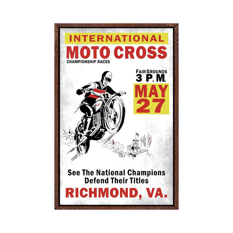 Motocross Richmond VA by Mark Rogan - Print on Canvas, Classic Brown Wood Framed, 152.4cm H x 101.6cm W x 3.81cm D