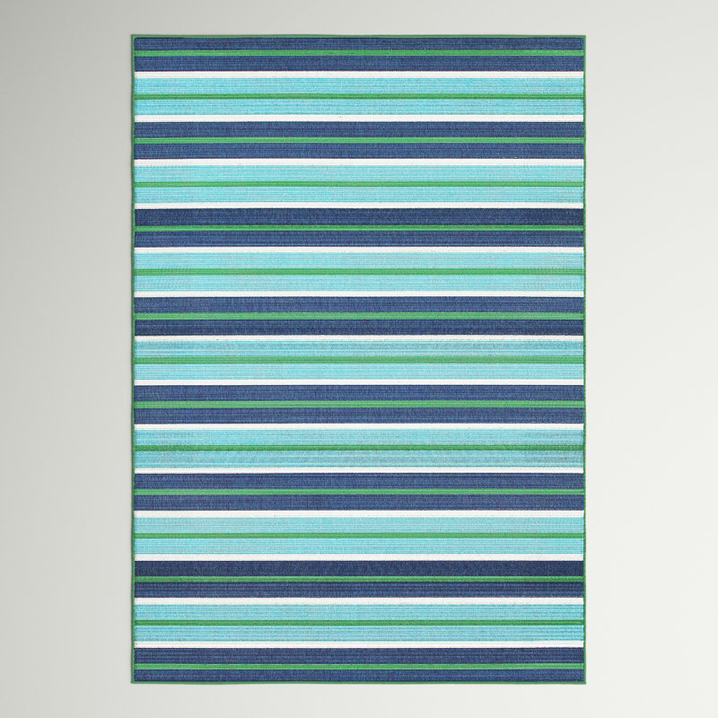 Deltana Machine Woven Striped Indoor / Outdoor Rug, Rectangle 1'10" x 2'10"