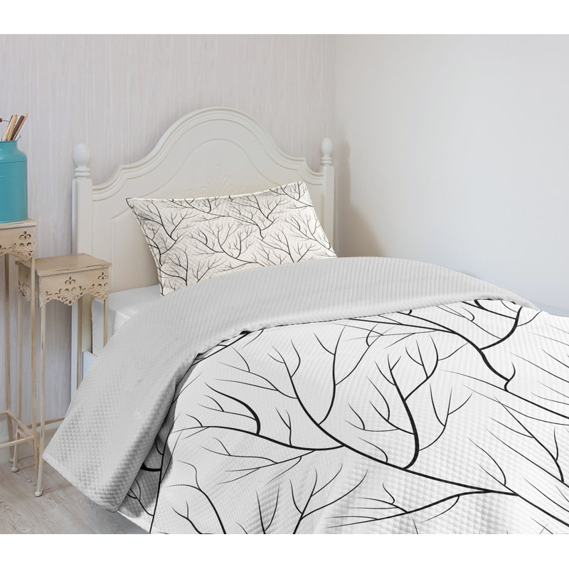 Twin White Quilted Bedspread Set with Pillow Sham