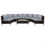 Ensemble de canapé modulaire d'extérieur en rotin PE 5 pièces en demi-lune avec table en verre trempé TopMAX-485134003