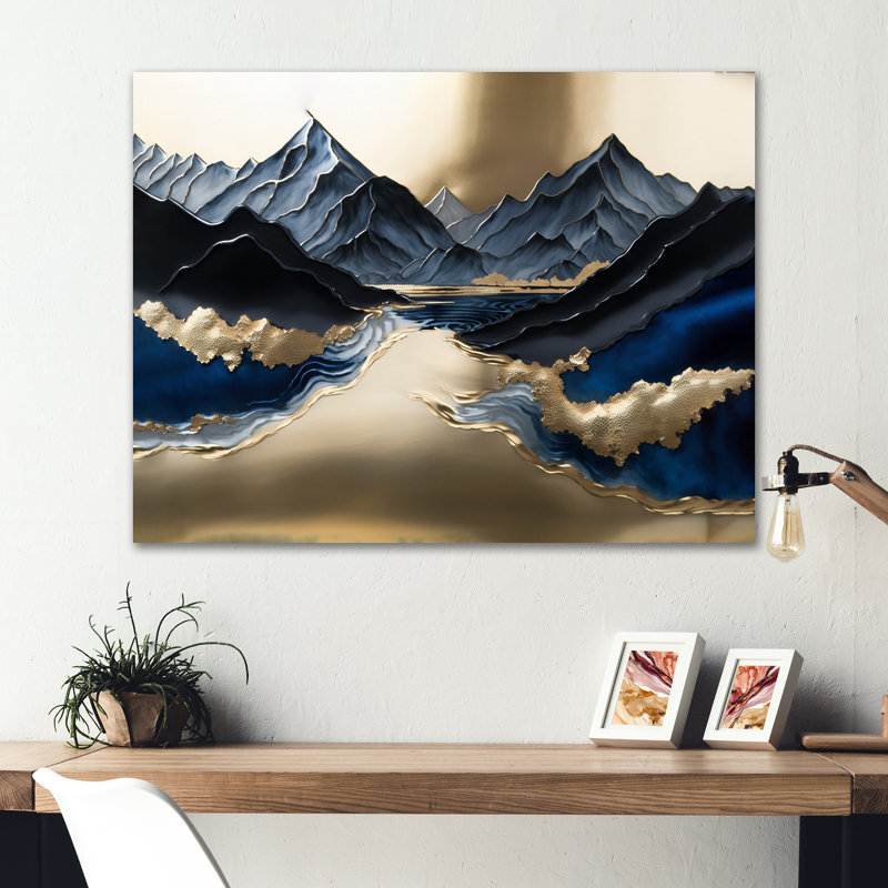 Golden Mountains and River - impression sans cadre, H 24 po x l 32 po x P 1 po