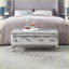 Banc de rangement repose-pieds avec similicuir, boutons en cristal pour la chambre à coucher, le salon, le vestibule | Argent mat | Pieds en métal-1461842207
