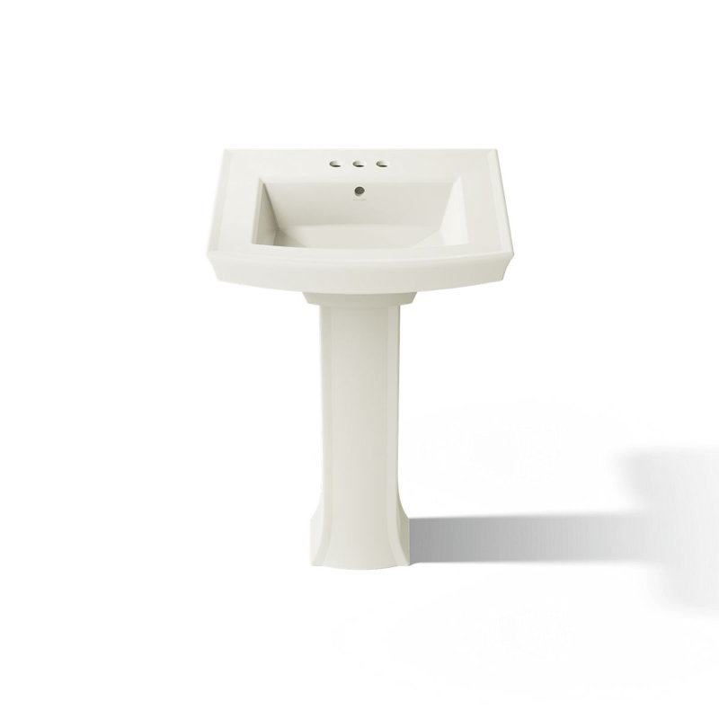 Lavabo de salle de bain rectangulaire à piédestal Archer® 24 "avec trous de robinet espacés, Biscuit, Centres de 4 po