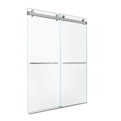 Porte de douche coulissante double sans cadre l 56 à 60 po x H 80 po, porte en verre trempé Sgcc de 3/8 po (10 mm) d'épaisseur