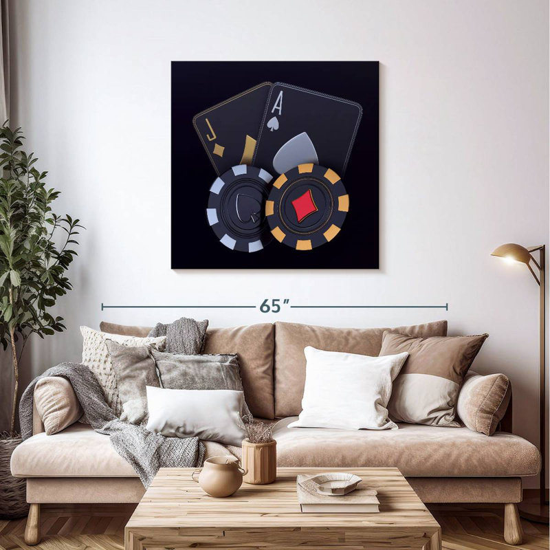 Senne Black Playing Cards And Chips, 39" H x 39" W