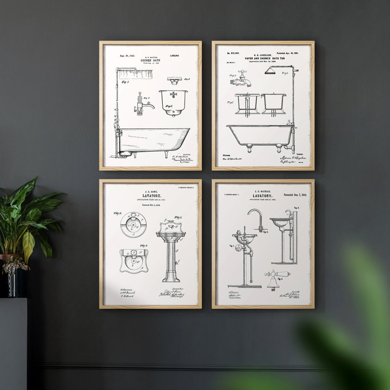«Vintage Bath I», 4 pièces