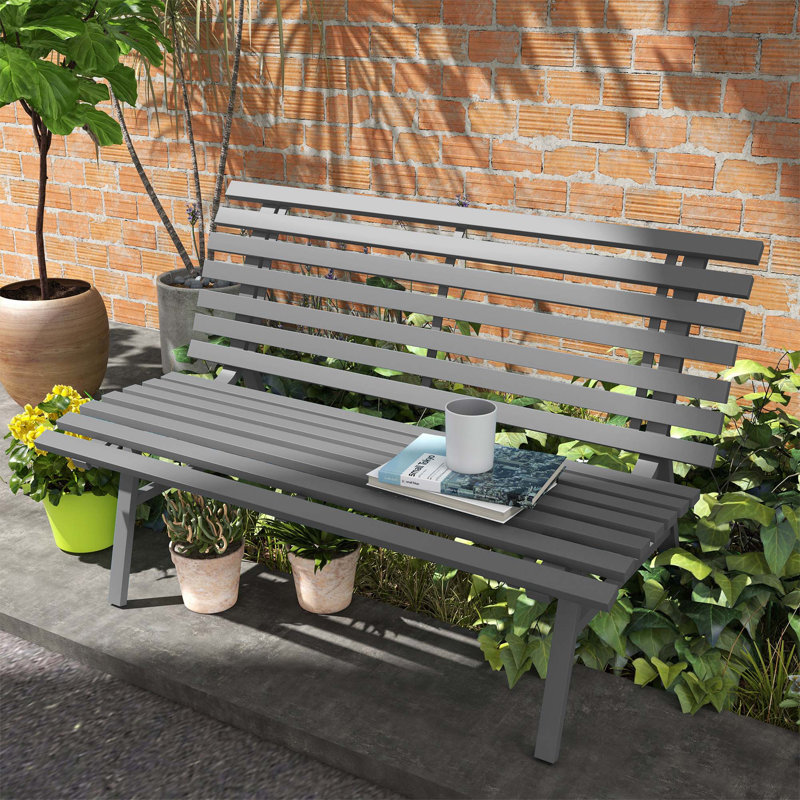 Banc de jardin en aluminium Melnick, Gris