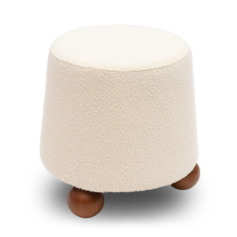 Tabouret Jaine Boucle, Noyer, Mélange de polyester, Crème, crème