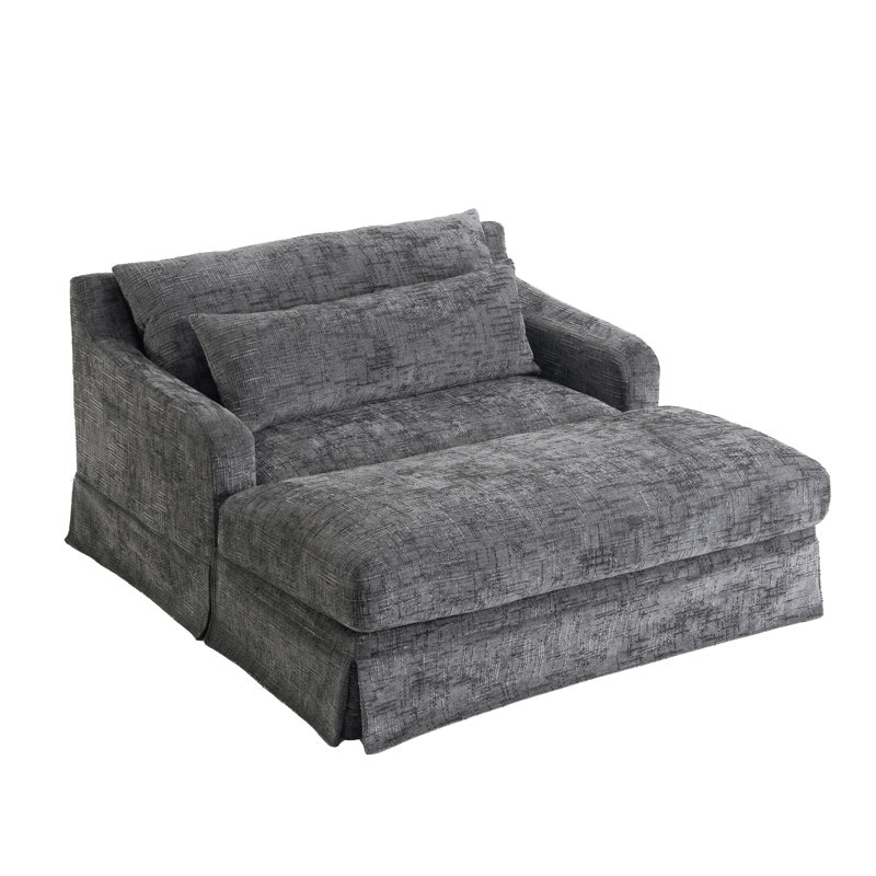 Causeuse-lit en chenille 59,5 po avec coussins Taryn, Gris