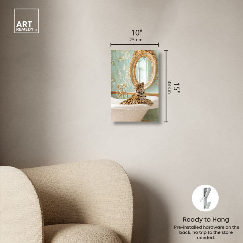 Art de salle de bain Jaguar, H 15 po x l 10 po, Toile tendue