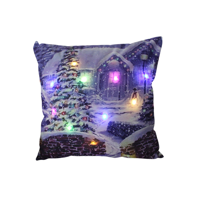 Christmas LED Pillows Holiday Gifts LED Pillows That Can Flash Or Stay On Two Mode Switching Printed Sofa Pillows Cushions Pillowcases