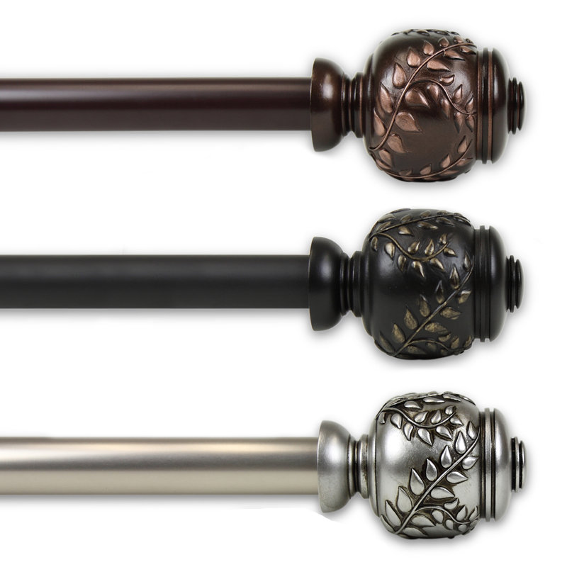 Haings Steel Adjustable Single Curtain Rod, 48" - 84", Bronze