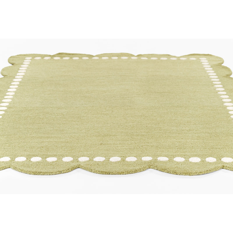 Tapis vert en laine touffeté à la main Alcona 5 pi x 7 pi 6 po, Rectangle 5 pi x 7 pi 6 po
