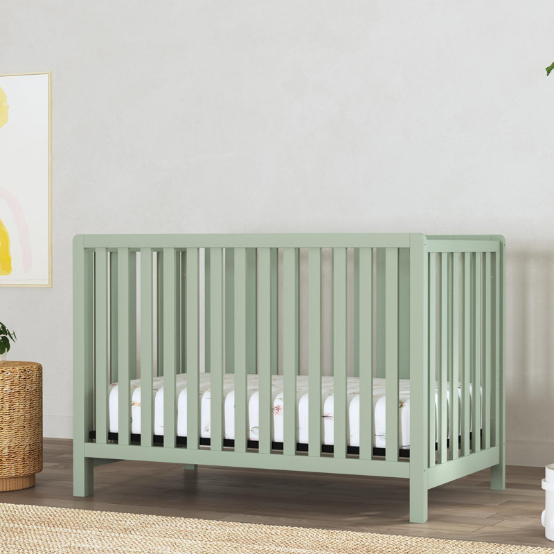 Light Sage 4-in-1 Convertible Crib with Clean Lines