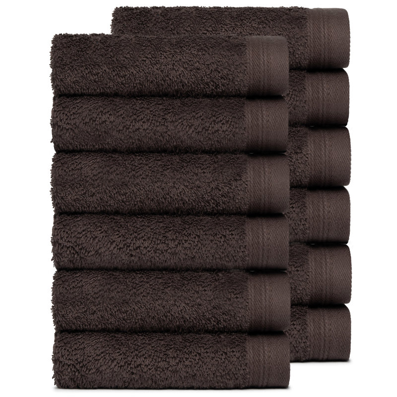 Ensemble de serviettes essuie-mains 100% coton 4 pièces Kendra, Chocolat, 12