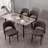 Modern Upholstered Dining Chair with Curved Back & Metal Legs-716042677