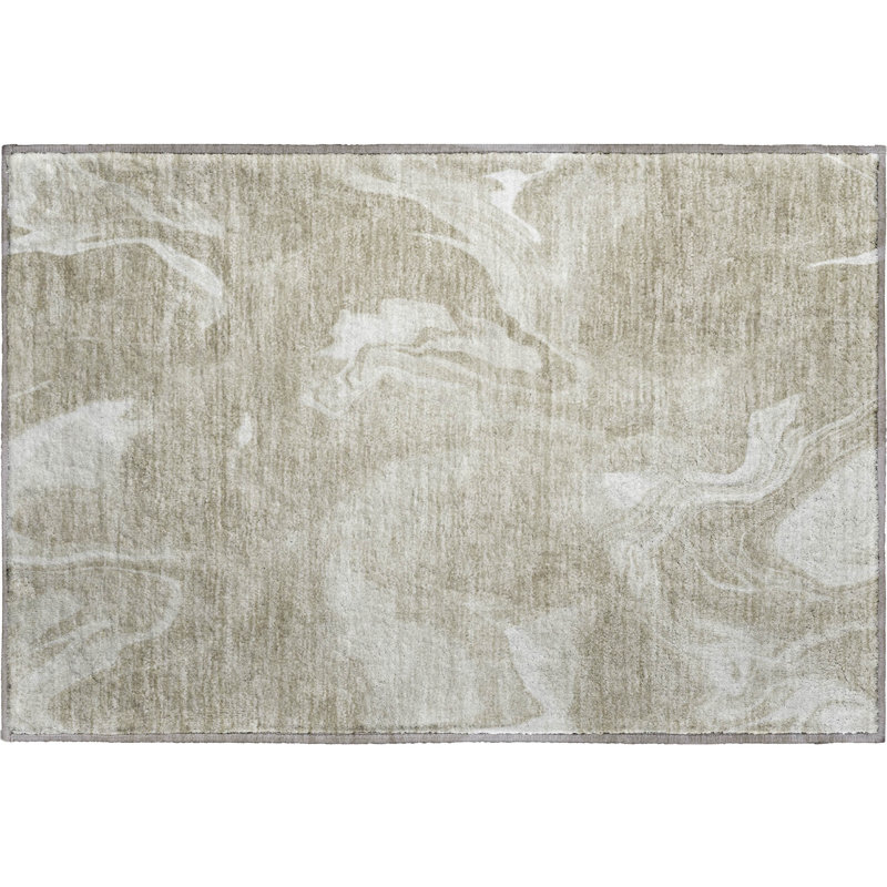 Premium Machine Washable Prisco Taupe Rug, Rectangle 1'8" x 2'6"