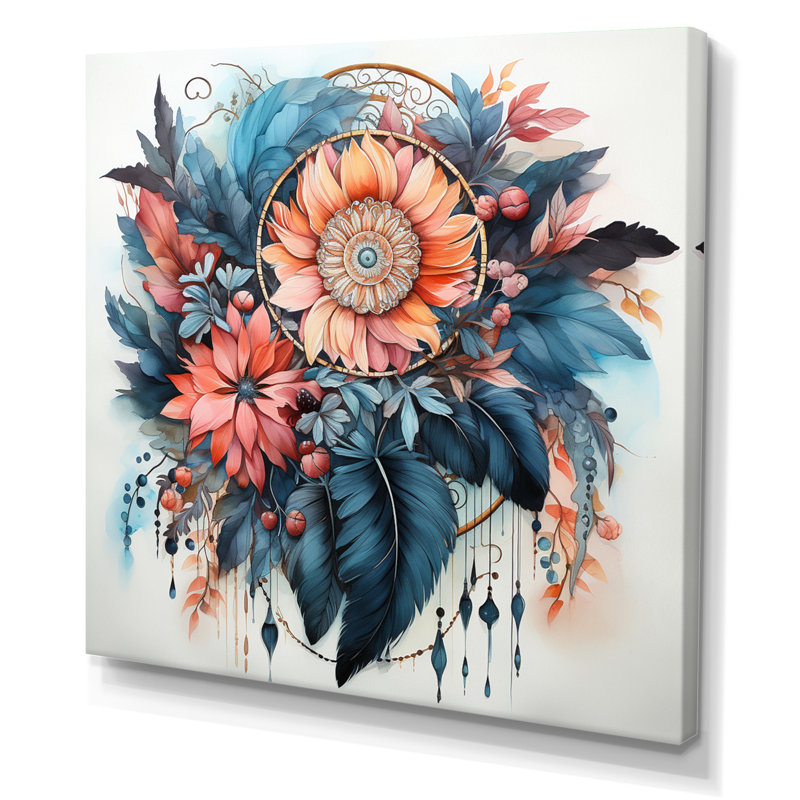 «Mauve Boho Dreamcatcher», impression sur toile, H 24 po x l 24 po x P 1 po, Toile tendue