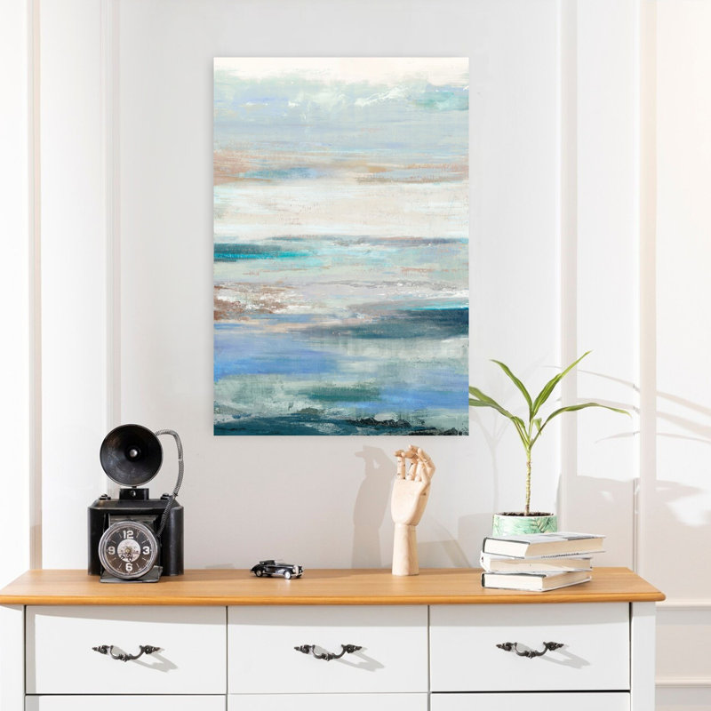 Vagues abstraites sereines, art côtier contemporain, H 24 po x l 16 po