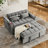 55.51 inch versatile foldable sofa bed in 3 lengths, modern sofa sofa sofa velvet pull-out bed, adjustable back and with USB port and ashtray and swivel phone stand-1679658277