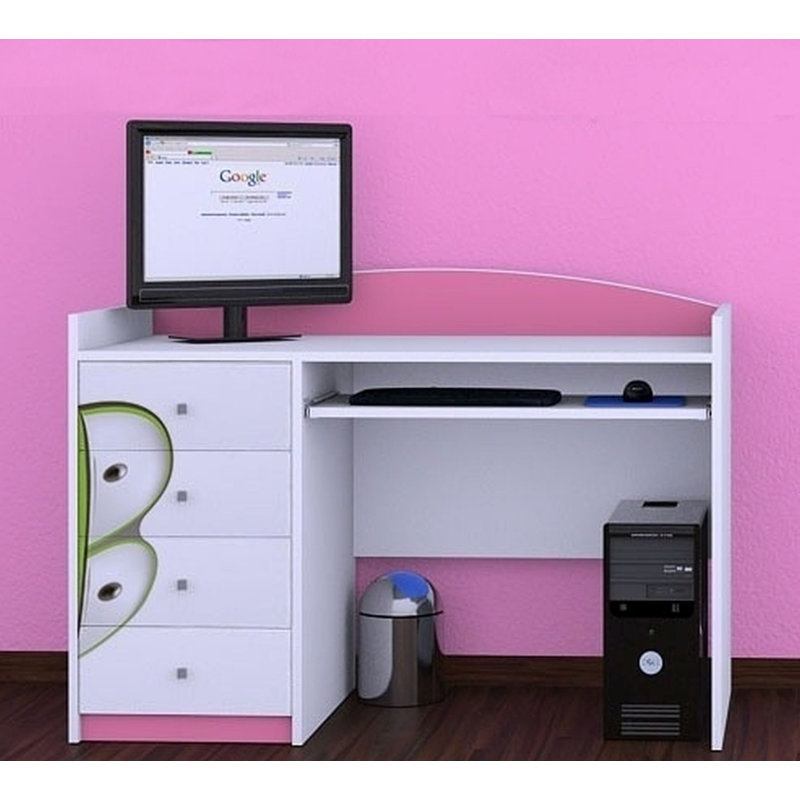 Jevon 125cm Computer Desk, Pink