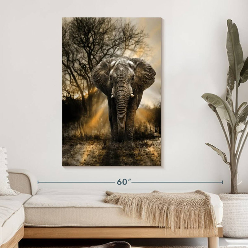 " Elephant Sunset Canvas Print ", 48" H x 32" W x 1.25" D