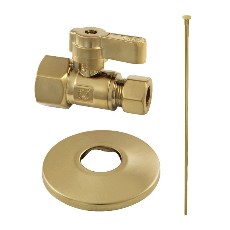 Kingston Brass Vintage 1/2-Inch Sweat x 3/8-Inch OD Comp Quarter-Turn Angle Stop Valve with 5-Inch Extension, Antique Brass