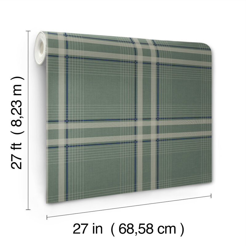 Papier peint en faux lin vert Country Club, Vert