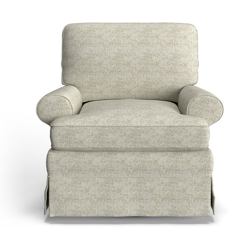 Upholstered Swivel Armchair, Malibu Parchment Performance Chenille