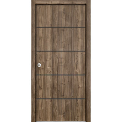 Solid + Manufactured Wood Paneled without Installation Hardware Kit Bi-Fold Door