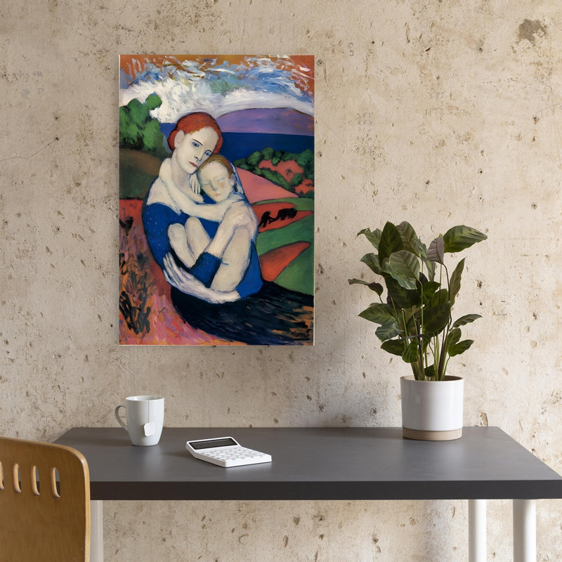 Mother'S Tender Embrace Colorful Peaceful Serene Landscape Nature Wall Art Print by Mathieu - Wrapped Canvas Print