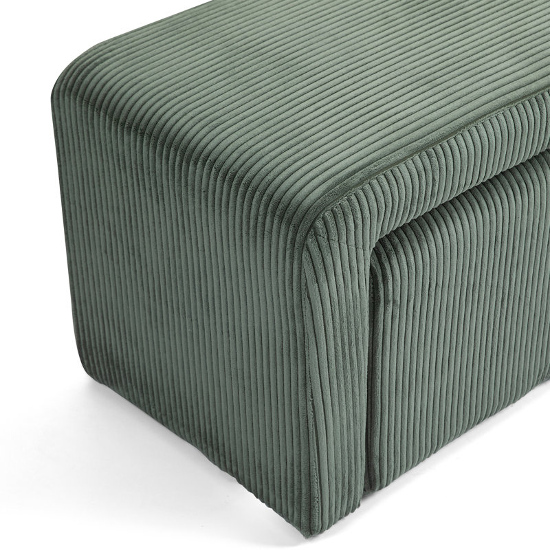 Banc en velours côtelé Belgin, Vert