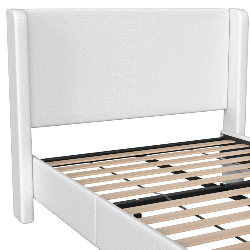 Platform Bed with Wingback Headboard, California King