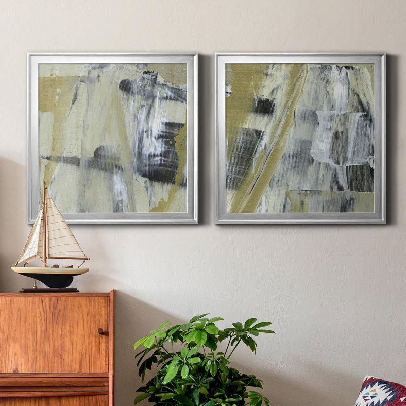 Alder Creek I - ensemble de 2 peintures sur toile encadrées, H 22,5 po x l 45 po x P 1,5 po, Argent