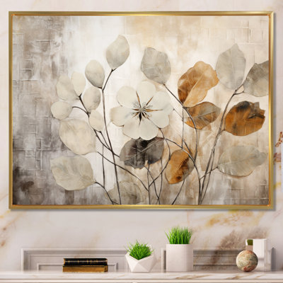 «Beige Botanical Impressions III - Abstract Botanicals», art encadré
