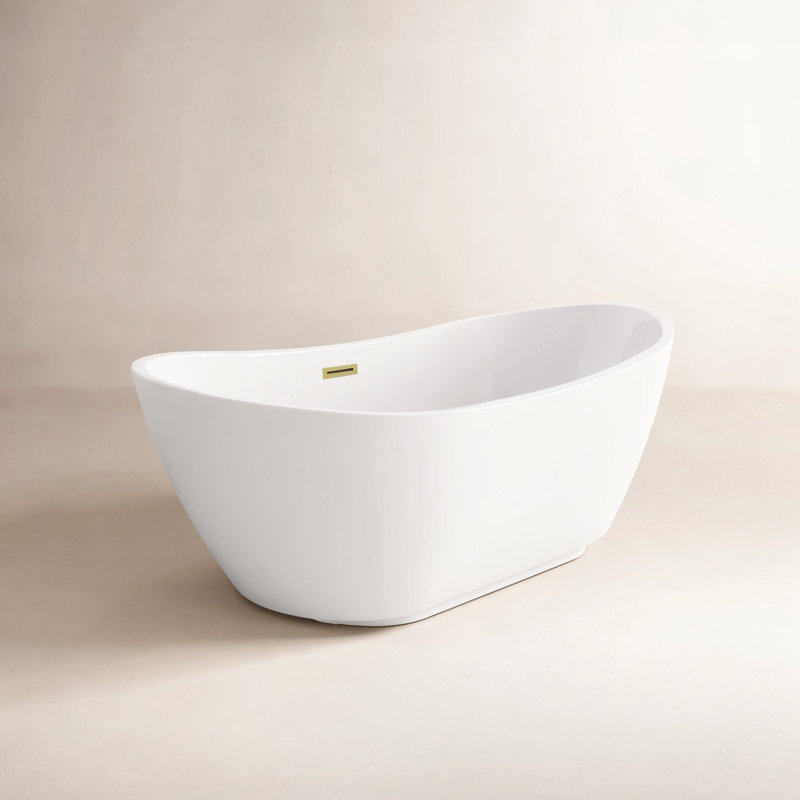 Labrusca 67'' x 28.3'' Soaking Fiberglass Bathtub, Brushed Gold