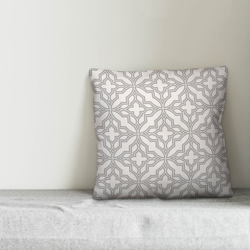 Housse de coussin géométrique et insert Geo, Gris, 18 po x 18 po, Polyester / bourre en polyester