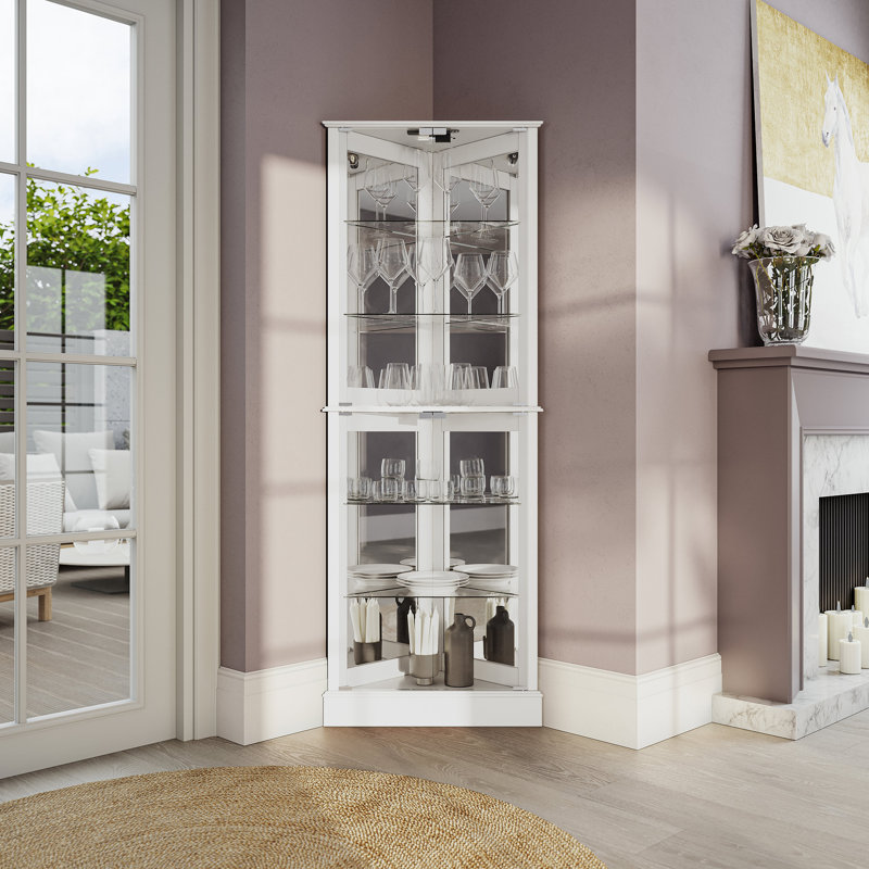 Vitrine de coin lumineuse H 72 po, Blanc