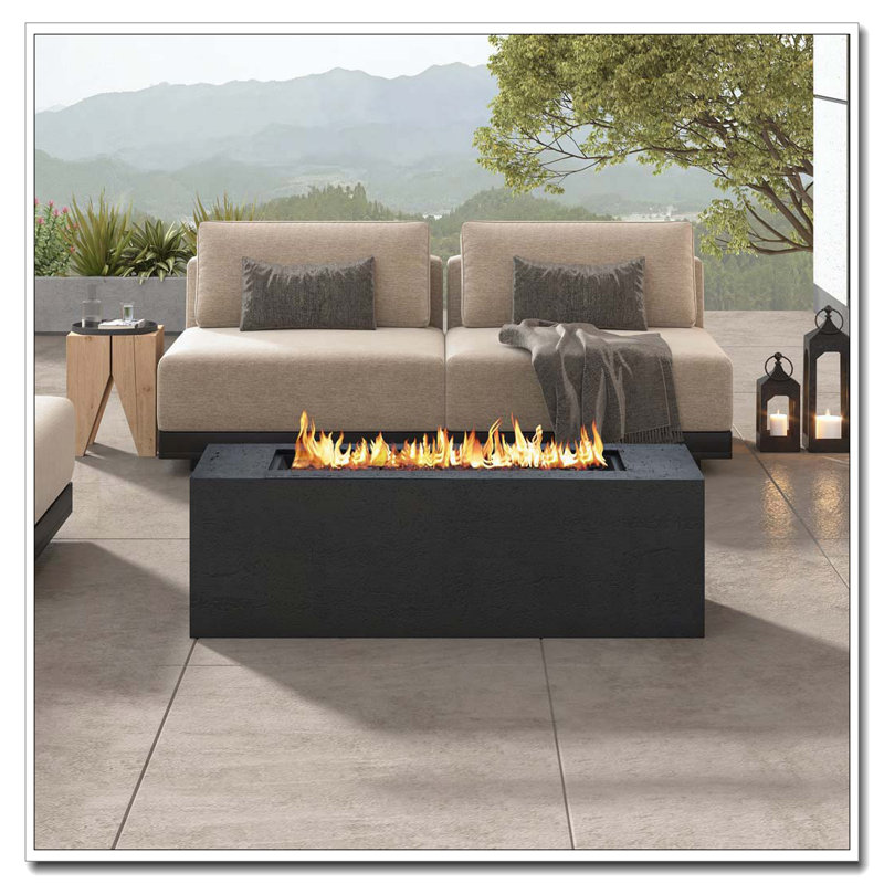 Foyer d'extérieur extérieur au propane rectangulaire, Noir