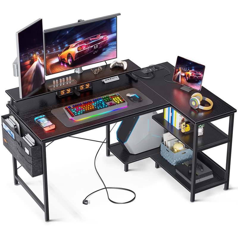 Analyce L-Shaped Writing Desk, Black