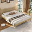 Lit plateforme très grand en bois avec tête de lit en forme de gourde, style rétro et support en lattes de bois pour une expérience de sommeil élégante et durable-1373973314-1373973325