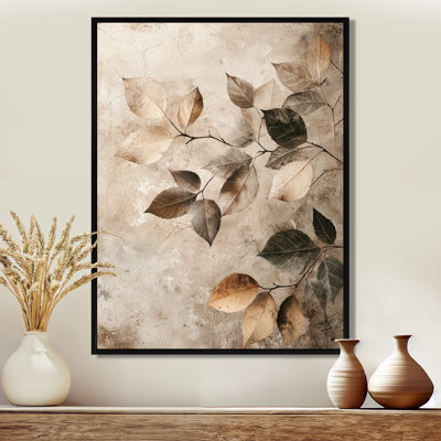 Taupe feuilles mosaïque collage IV - feuilles, art mural